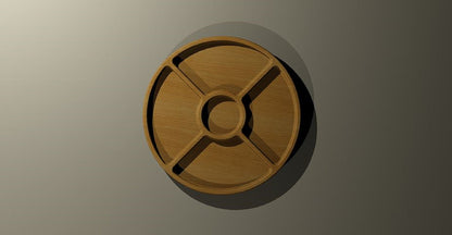 Round Wooden Serving Tray - Veggie Cookie Tray - Cheese Board - Chip & Dip - Divided Bowl - Wooden Platter