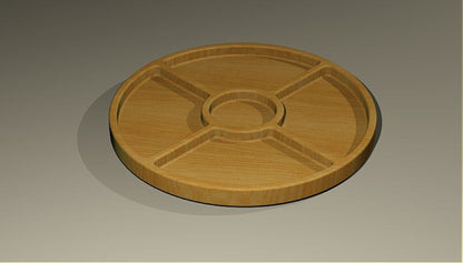 Round Wooden Serving Tray - Veggie Cookie Tray - Cheese Board - Chip & Dip - Divided Bowl - Wooden Platter