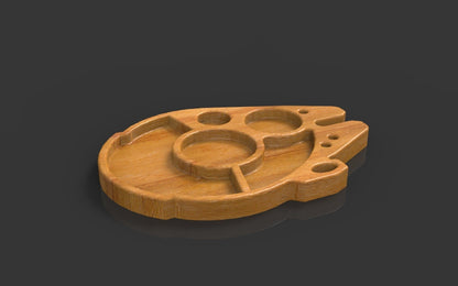 Millennium Falcon Star Trek Wood Kid Plate - Animal Dinner Plate - Wooden Serving Dish