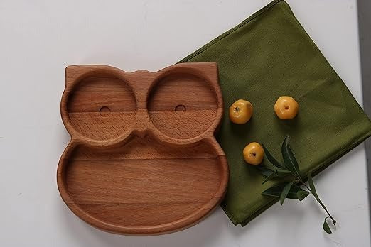 Owl Wood Kid Plate - Animal Dinner Plate - Wooden Serving Dish