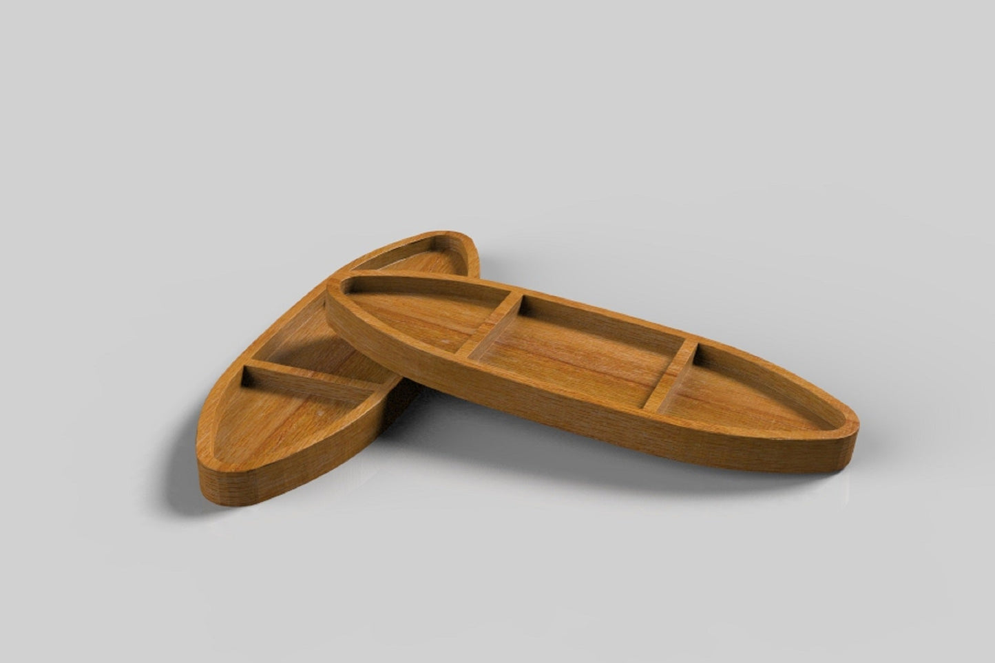 Sushi Boat Wooden Serving Tray - Lucky Boat - Cheese Board - Chip & Dip - Divided Bowl - Wooden Platter