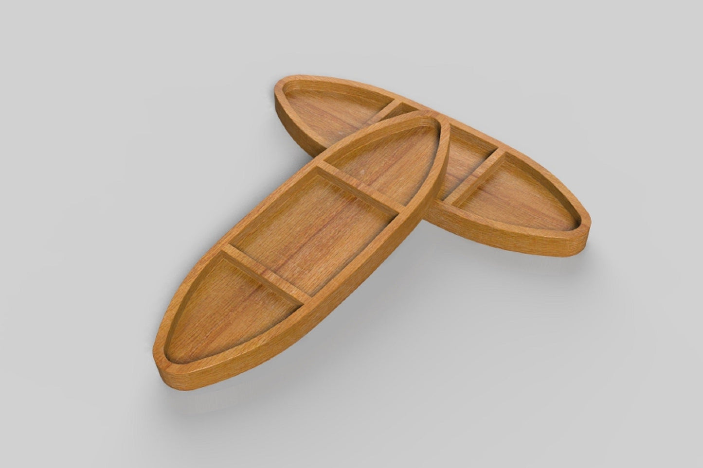 Sushi Boat Wooden Serving Tray - Lucky Boat - Cheese Board - Chip & Dip - Divided Bowl - Wooden Platter