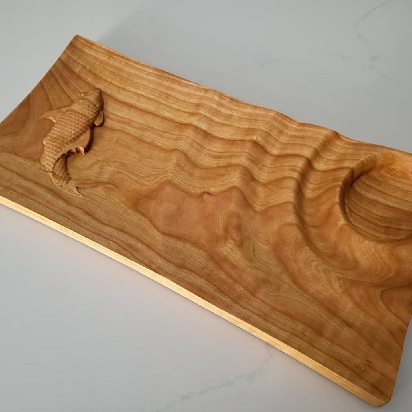 Sushi Wooden Serving Tray - Cheese Board - Chip & Dip - Divided Bowl - Wooden Platter