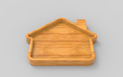 Home House Wood Catch All Tray - Vanity Valet Bowl - 10"