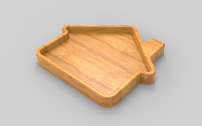 Home House Wood Catch All Tray - Vanity Valet Bowl - 10"
