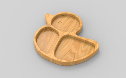 Duck Wood Kid Plate - Animal Dinner Plate - Wooden Serving Dish