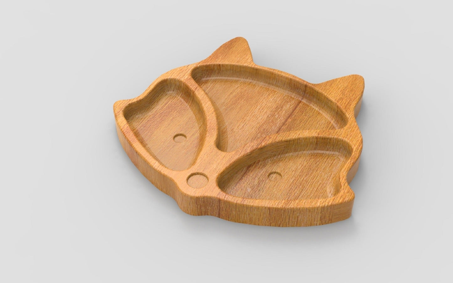 Fox Wood Kid Plate - Animal Dinner Plate - Wooden Serving Dish