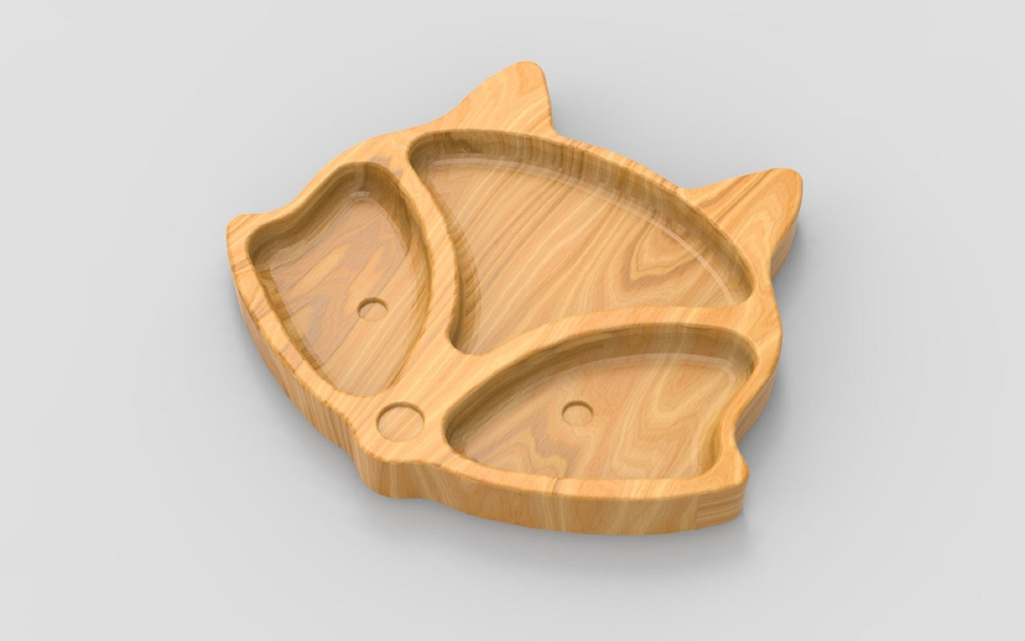 Fox Wood Kid Plate - Animal Dinner Plate - Wooden Serving Dish