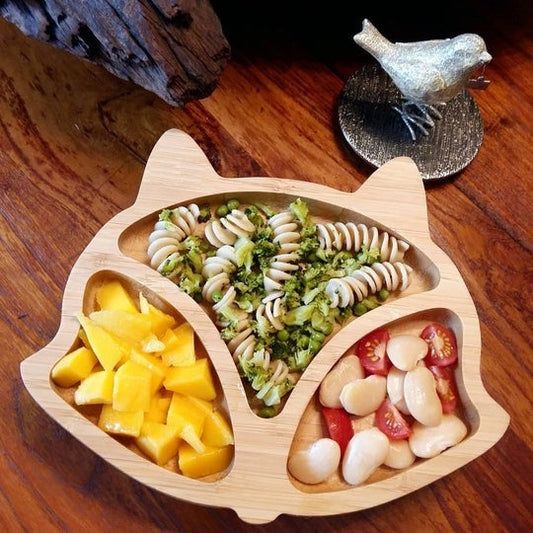 Fox Wood Kid Plate - Animal Dinner Plate - Wooden Serving Dish