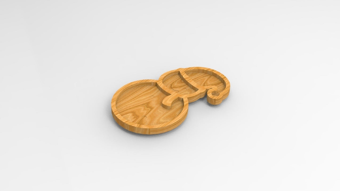 Snowman Wooden Serving Tray - Charcuterie Board - Cheese Board - Chip & Dip - Divided Bowl - Wooden Platter