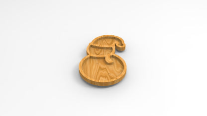 Snowman Wooden Serving Tray - Charcuterie Board - Cheese Board - Chip & Dip - Divided Bowl - Wooden Platter