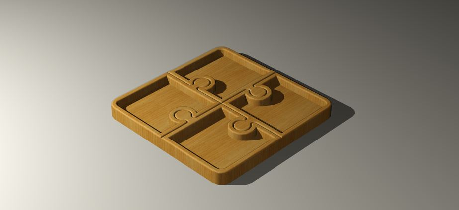Puzzle Piece Wood Serving Tray - 4 Piece - Charcuterie Board - Cheese Board - Chip & Dip - Divided Bowl - Serving Tray Platter