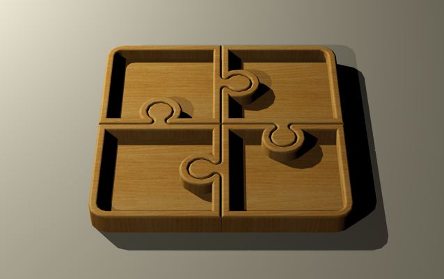 Puzzle Piece Wood Serving Tray - 4 Piece - Charcuterie Board - Cheese Board - Chip & Dip - Divided Bowl - Serving Tray Platter