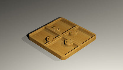 Puzzle Piece Wood Serving Tray - 4 Piece - Charcuterie Board - Cheese Board - Chip & Dip - Divided Bowl - Serving Tray Platter