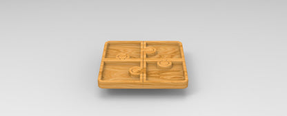 Puzzle Piece Wood Serving Tray - 4 Piece - Charcuterie Board - Cheese Board - Chip & Dip - Divided Bowl - Serving Tray Platter