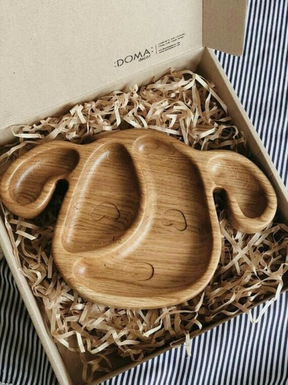 Dog Puppy Wood Kid Plate - Dinner Plate - Wooden Serving Dish