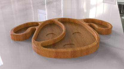 Dog Puppy Wood Kid Plate - Dinner Plate - Wooden Serving Dish