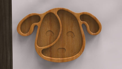 Dog Puppy Wood Kid Plate - Dinner Plate - Wooden Serving Dish