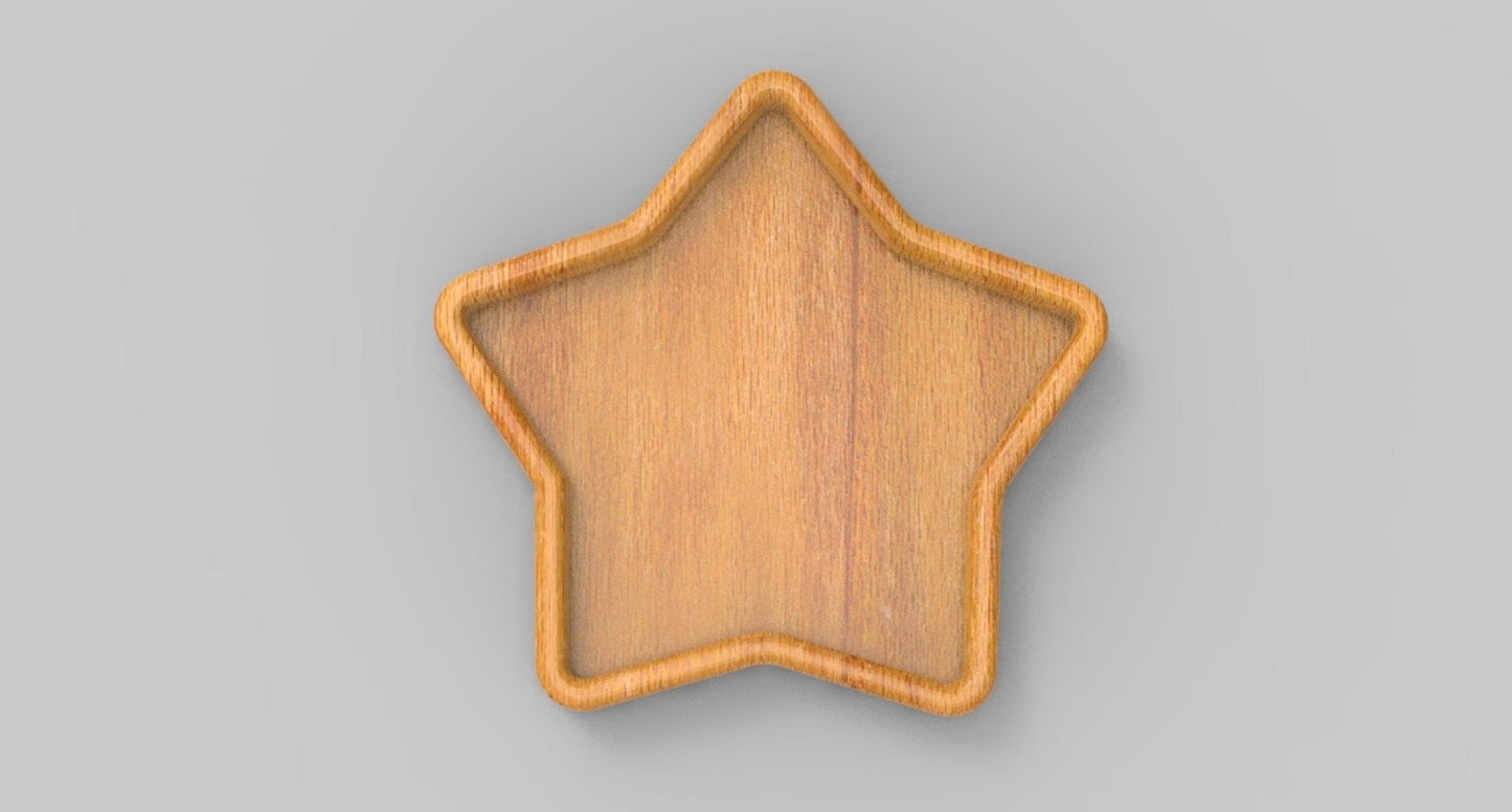 Star Wood Catch All Tray - Vanity Valet Bowl - 10"