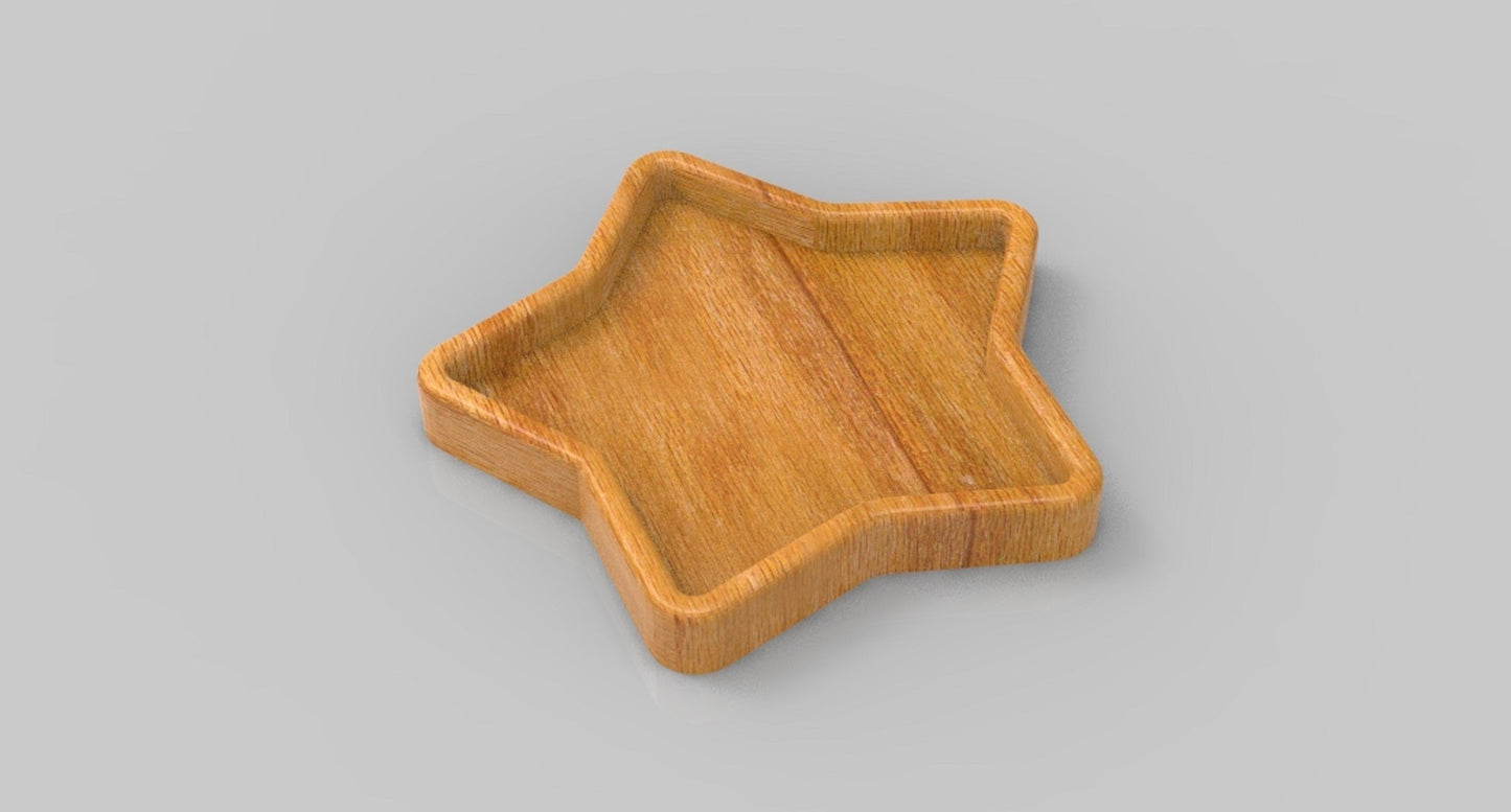 Star Wood Catch All Tray - Vanity Valet Bowl - 10"