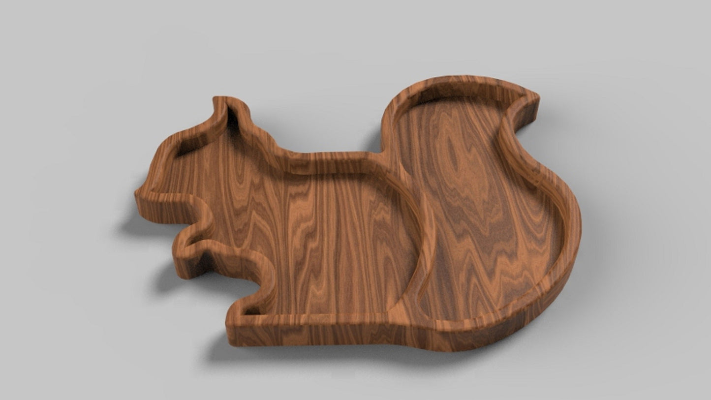 Squirrel Wood Kid Plate - Animal Dinner Plate - Wooden Serving Dish