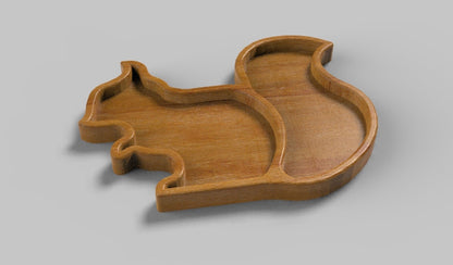 Squirrel Wood Kid Plate - Animal Dinner Plate - Wooden Serving Dish