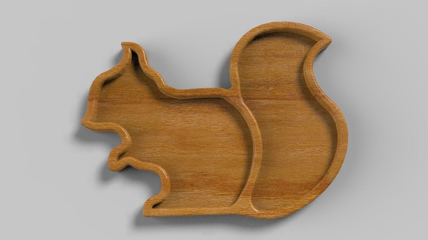 Squirrel Wood Kid Plate - Animal Dinner Plate - Wooden Serving Dish