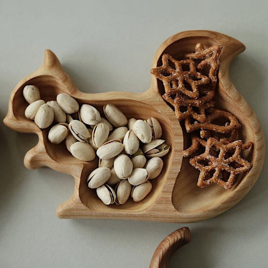 Squirrel Wood Kid Plate - Animal Dinner Plate - Wooden Serving Dish