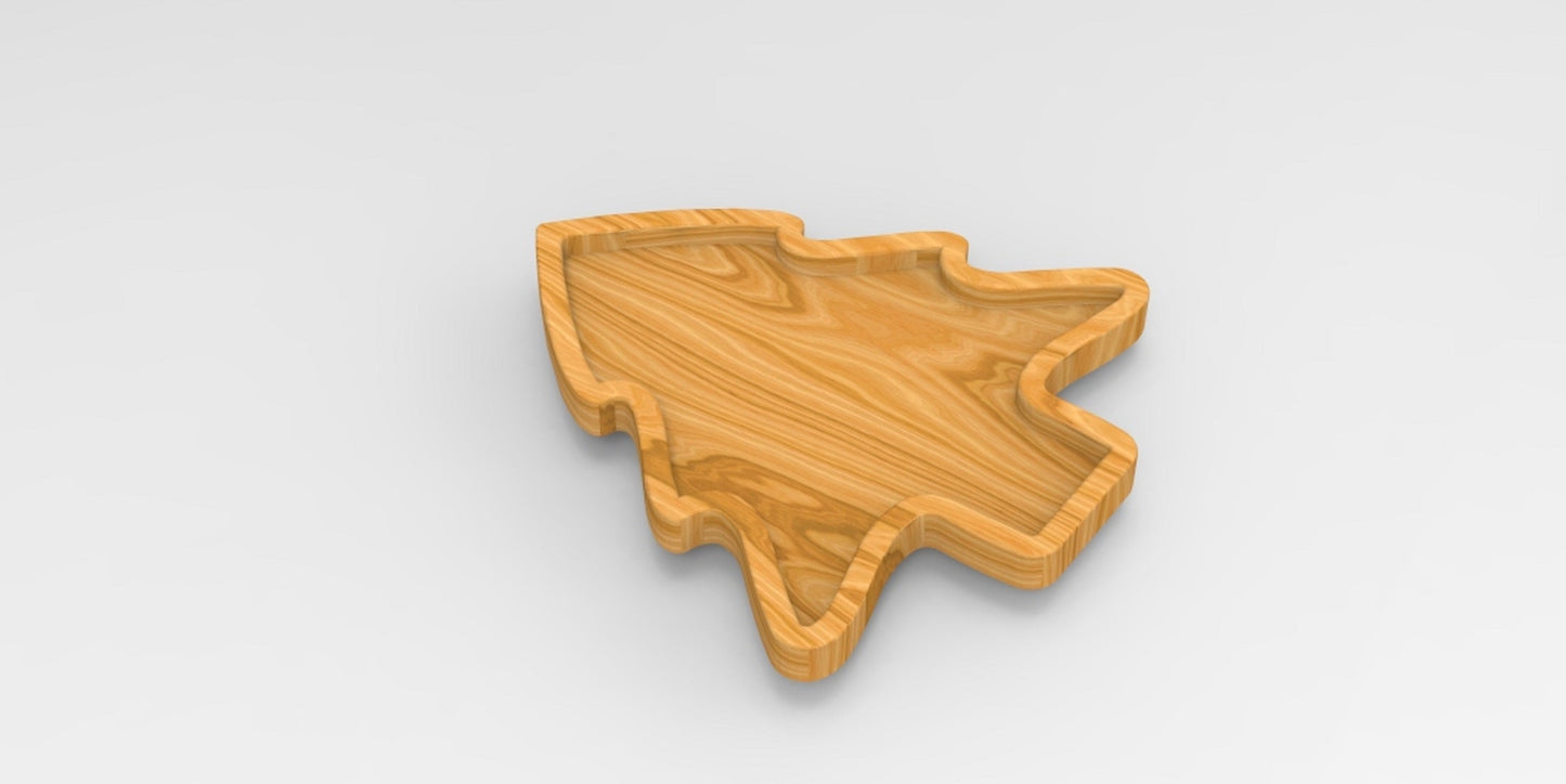 Christmas Tree Holiday Wooden Serving Tray - Charcuterie Board - Cheese Board - Chip & Dip - Divided Bowl - Wooden Platter