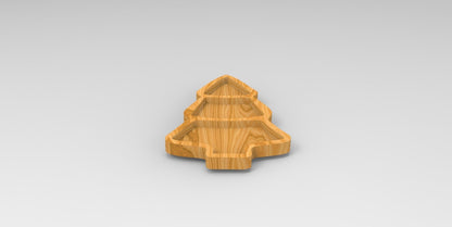 Christmas Tree Wooden Serving Tray - Charcuterie Board - Cheese Board - Chip & Dip - Divided Bowl - Wooden Platter