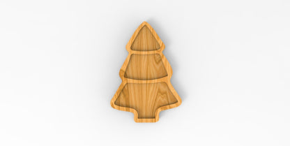 Christmas Tree Wooden Serving Tray - Charcuterie Board - Cheese Board - Chip & Dip - Divided Bowl - Wooden Platter