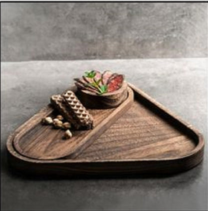 Triangle Wooden Serving Tray - 3 Piece - Cheese Board - Chip & Dip - Divided Bowl - Wooden Platter