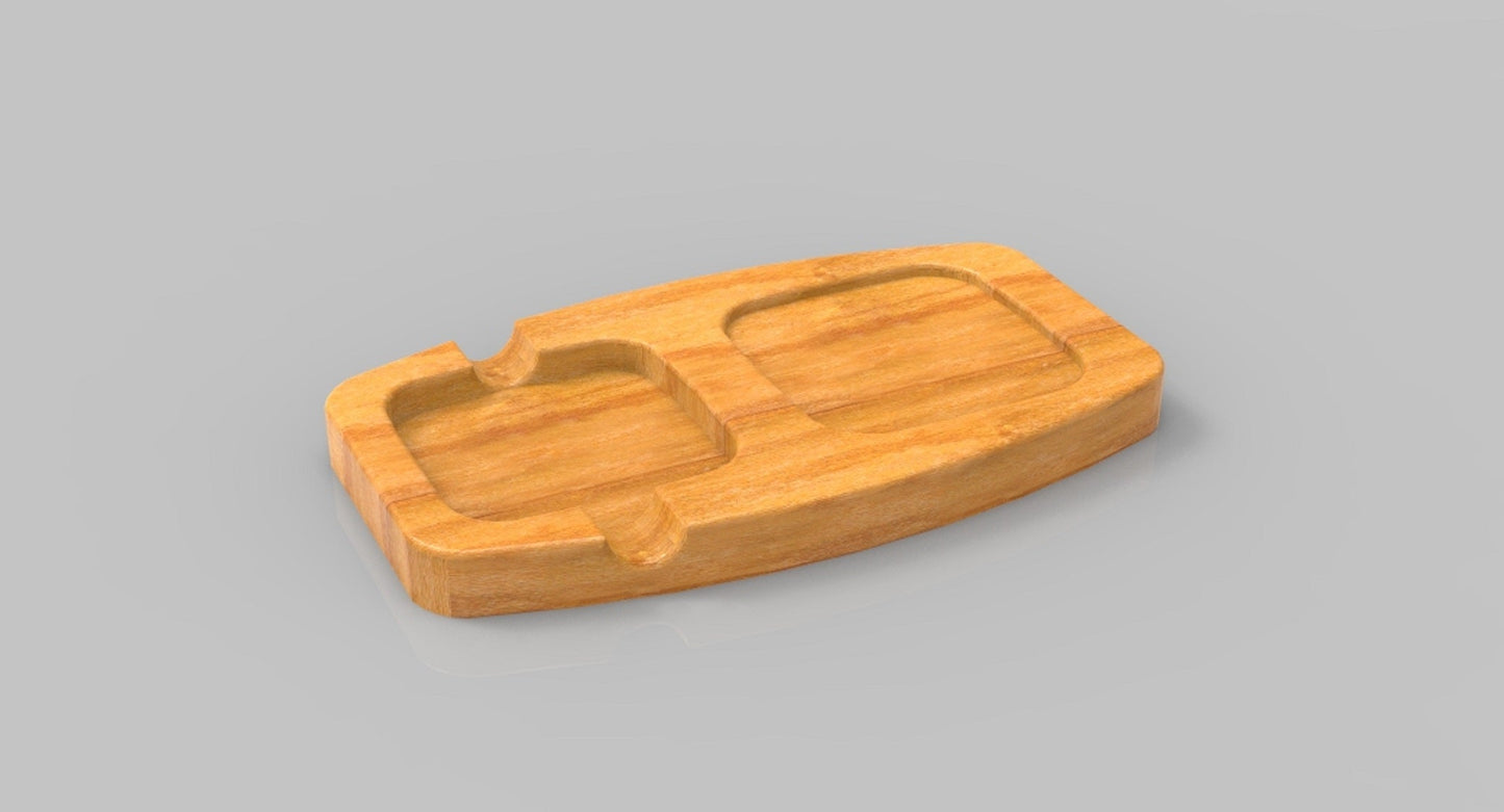 Whiskey & Cigar Wooden Tray - Square Ashtray - Coaster Drink Holder - Wooden Platter