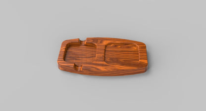 Whiskey & Cigar Wooden Tray - Square Ashtray - Coaster Drink Holder - Wooden Platter