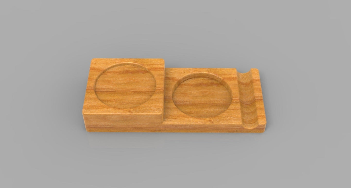 Whiskey & Cigar Wooden Tray - Round Ashtray - Coaster Drink Holder - Wooden Platter
