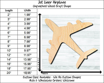 Airplane Air Liner Unfinished Wood Shape Blank Laser Engraved Cut Out Woodcraft Craft Supply