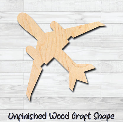 Fighter Jet Unfinished Wood Shape Blank Laser Engraved Cut Out Woodcraft Craft Supply