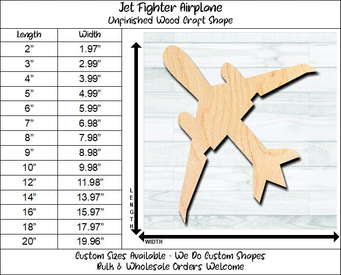 Fighter Jet Unfinished Wood Shape Blank Laser Engraved Cut Out Woodcraft Craft Supply
