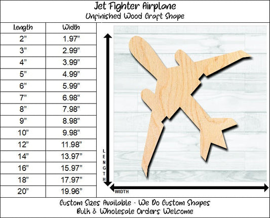 Fighter Jet Unfinished Wood Shape Blank Laser Engraved Cut Out Woodcraft Craft Supply