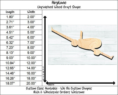 Airplane Jet Unfinished Wood Shape Blank Laser Engraved Cut Out Woodcraft Craft Supply
