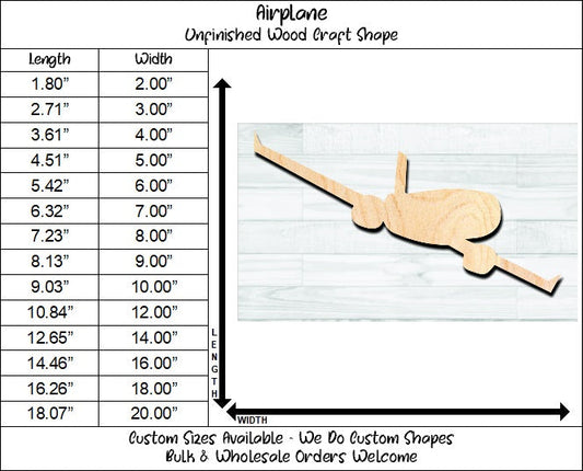 Airplane Jet Unfinished Wood Shape Blank Laser Engraved Cut Out Woodcraft Craft Supply
