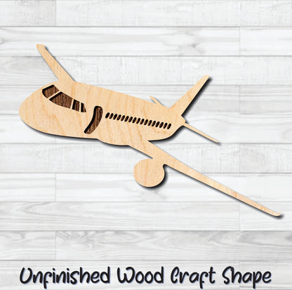 Airplane Jet Unfinished Wood Shape Blank Laser Engraved Cut Out Woodcraft Craft Supply