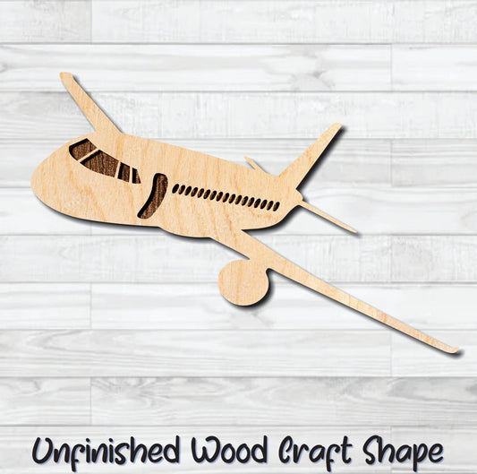 Airplane Jet Unfinished Wood Shape Blank Laser Engraved Cut Out Woodcraft Craft Supply