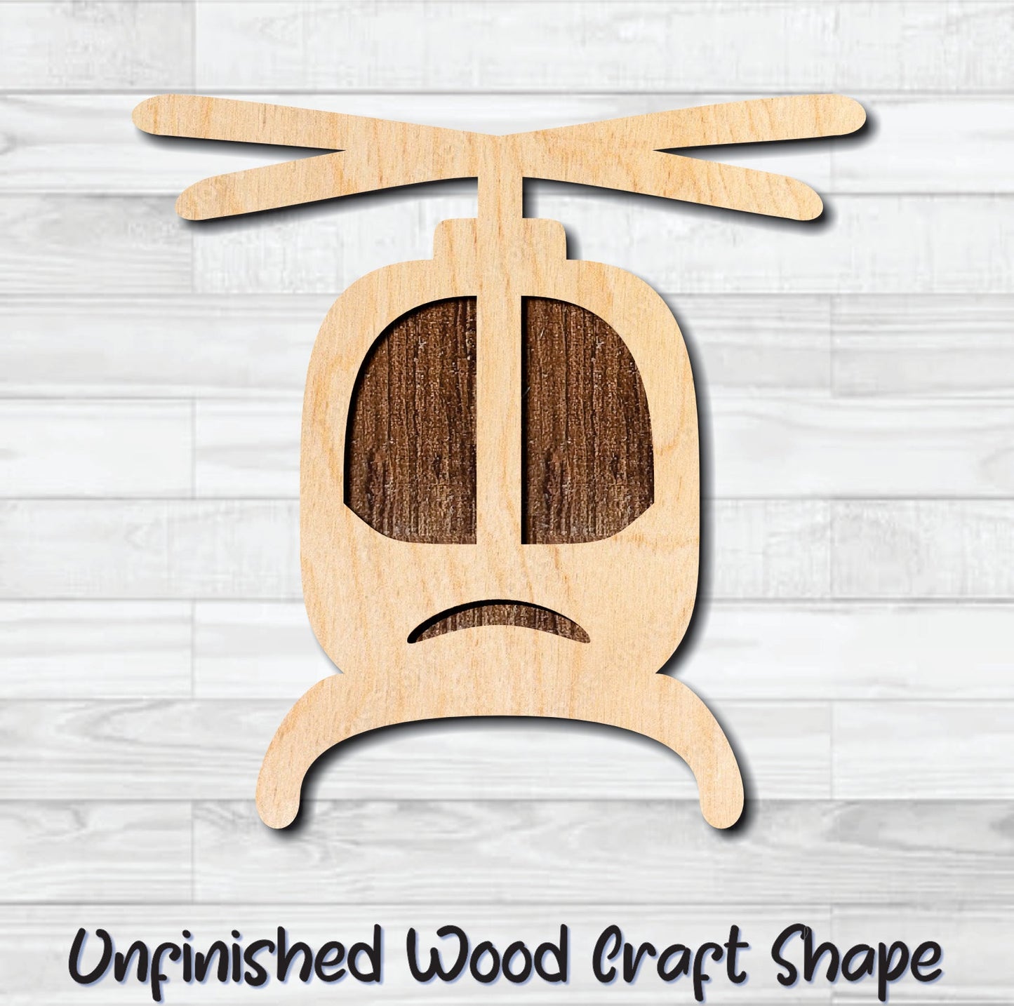 Helicopter Unfinished Wood Shape Blank Laser Engraved Cut Out Woodcraft Craft Supply