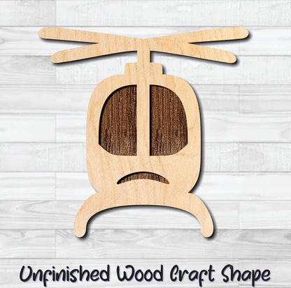 Helicopter Unfinished Wood Shape Blank Laser Engraved Cut Out Woodcraft Craft Supply