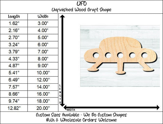 UFO Flying Saucer Unfinished Wood Shape Blank Laser Engraved Cut Out Woodcraft Craft Supply