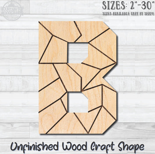 Coloring Letter B Unfinished Wood Shape Blank Laser Engraved Cutout Woodcraft Craft Supply