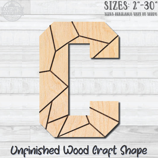 Coloring Letter C Unfinished Wood Shape Blank Laser Engraved Cutout Woodcraft Craft Supply
