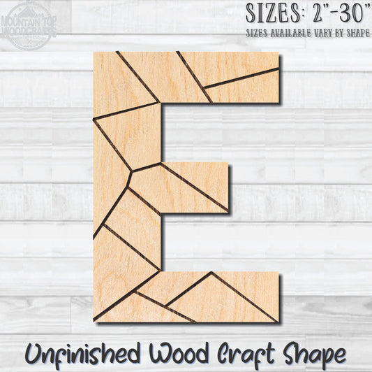 Coloring Letter E Unfinished Wood Shape Blank Laser Engraved Cutout Woodcraft Craft Supply