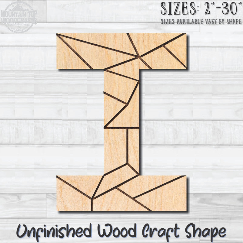 Coloring Letter I Unfinished Wood Shape Blank Laser Engraved Cutout Woodcraft Craft Supply
